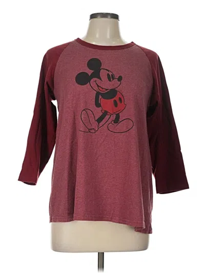 Pre-owned Walt Disney 3/4 Sleeve T-shirt In Burgundy