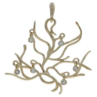 Pre-owned Walt Disney Disney Diamond Freeform Vines Pendant - Yellow Gold 10k Rd .50ctw Ocean Coral