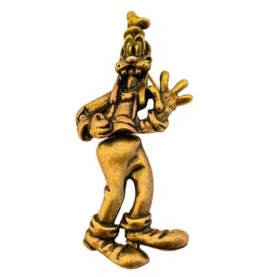 Pre-owned Walt Disney Disney Signed Goofy Gold Tone Designer Brooch In Multi