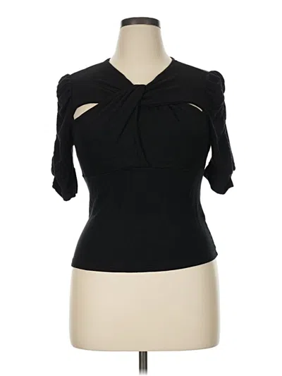 Pre-owned Walter Baker 3/4 Sleeve Top Black Keyhole Neckline Tops
