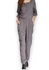 Walter Baker 3/4 Sleeve Zippered Jumpsuit In Slate