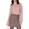 Walter Baker Aiden Ruffle Long Sleeve Button-up Top In Pink