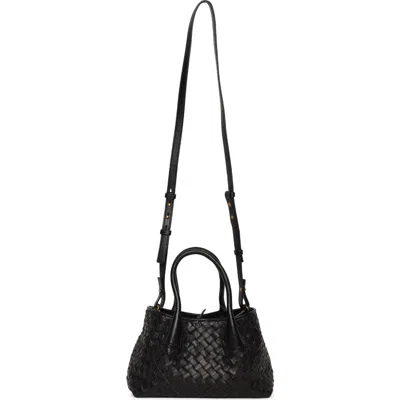 Walter Baker Alina Mini Woven Leather Tote In Black