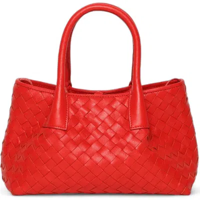 Walter Baker Alina Mini Woven Leather Tote In Cherry Dip