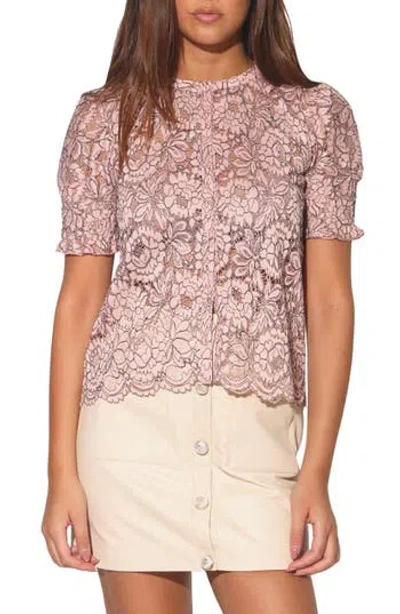 Walter Baker Amira Floral Lace Button-up Shirt In Pink