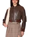 Walter Baker Andrea Leather Jacket In Brown