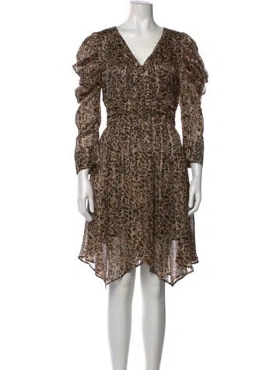Pre-owned Walter Baker Animal Print Knee-length Dress In Brown