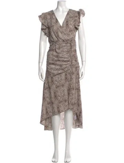 Pre-owned Walter Baker Animal Print Long Dress In Brown