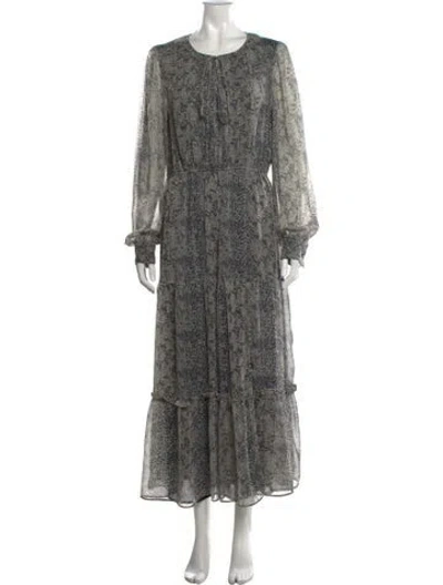Pre-owned Walter Baker Animal Print Long Dress In Grey