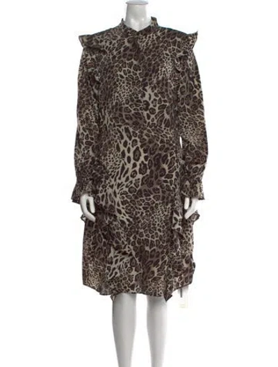 Pre-owned Walter Baker Animal Print Midi Length Dress In Black