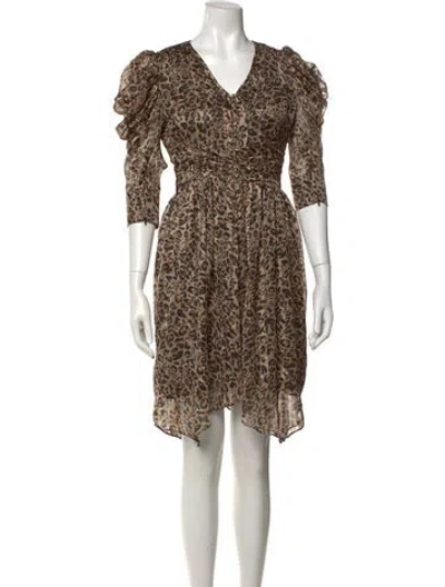 Pre-owned Walter Baker Animal Print Mini Dress In Brown