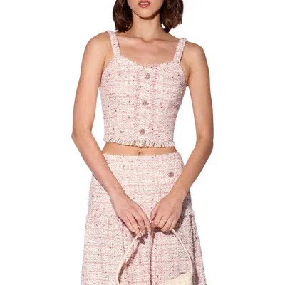 Walter Baker Aria Tweed Crop Top In Transparent