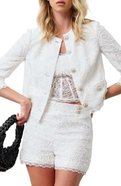 Walter Baker Ava Lace Jacket In White Lace