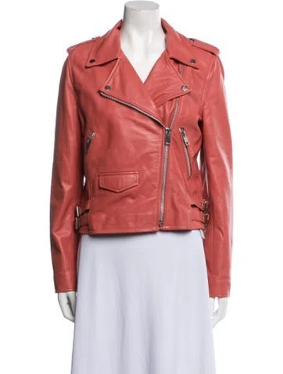 Pre-owned Walter Baker Baby Cashmere Biker Jacket In Orange