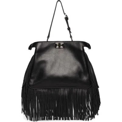 Walter Baker Bailey Leather Fringe Satchel In Black
