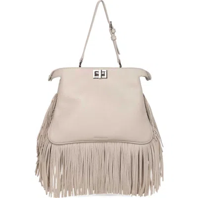 Walter Baker Bailey Leather Fringe Satchel In White