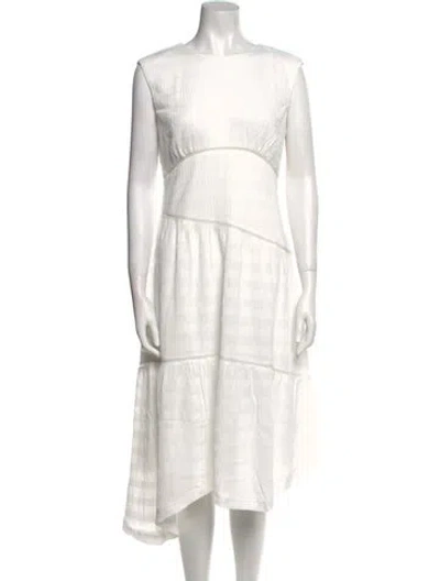 Pre-owned Walter Baker Bateau Neckline Midi Length Dress W/ Tags In White