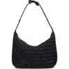 Walter Baker Beck Convertible Raffia Shoulder Bag In Black