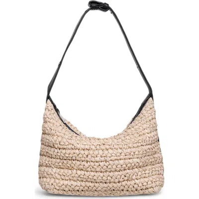 Walter Baker Beck Convertible Raffia Shoulder Bag In Natural/black