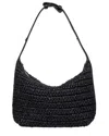 Walter Baker Beck Convertible Raffia Shoulder Bag In Black