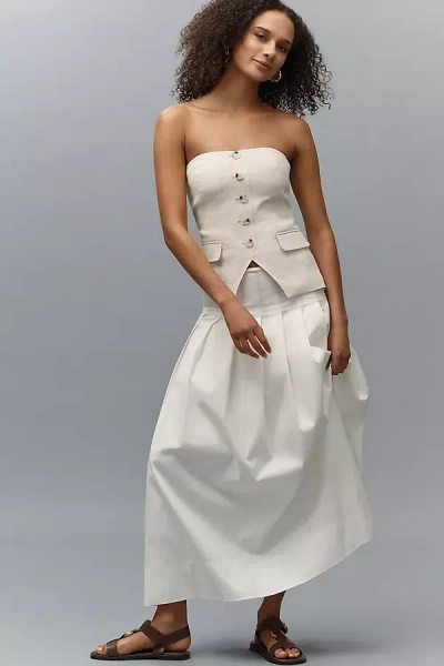 Walter Baker Bianca Linen Blend Strapless Top In White