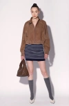 Walter Baker Bowie Suede Bomber Jacket In Brown