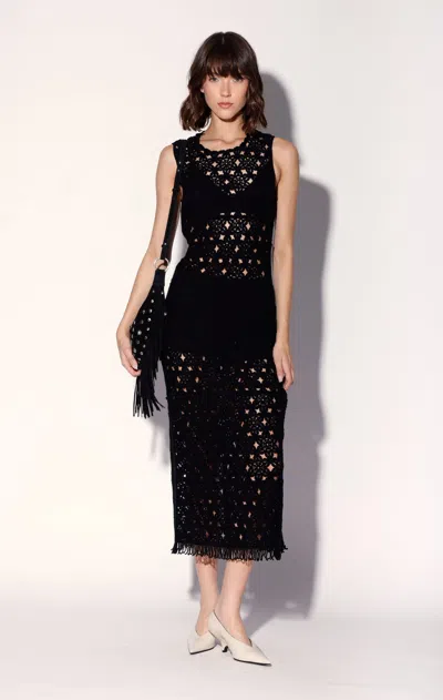 Walter Baker Brianna Openwork Maxi Dress In Black