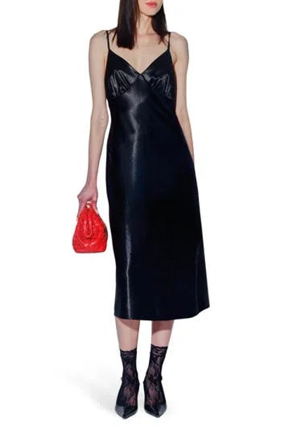 Walter Baker Bristol Bias Cut Satin Slipdress In Black