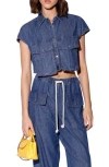 Walter Baker Bryce Crop Denim Top In Blue