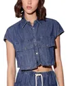 Walter Baker Bryce Crop Denim Top In Blue