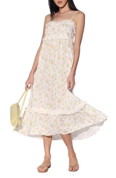 Walter Baker Carla Cotton Midi Dress In Yellow Bouquet