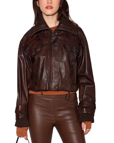 Walter Baker Carmen Leather Jacket In Brown