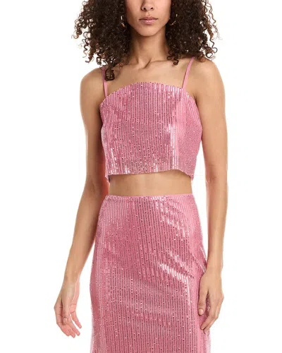 Walter Baker Chellie Cropped Sequined Stretch-mesh Tank In Pink
