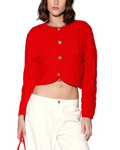 Walter Baker Claire Linen-blend Cardigan In Red