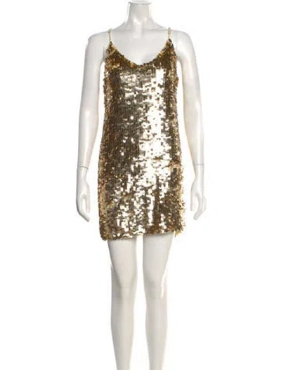 Pre-owned Walter Baker Cowl Neck Mini Dress In Gold