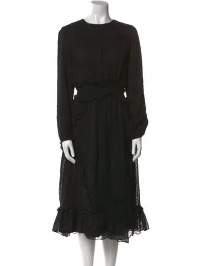 Pre-owned Walter Baker Crew Neck Midi Length Dress In Black