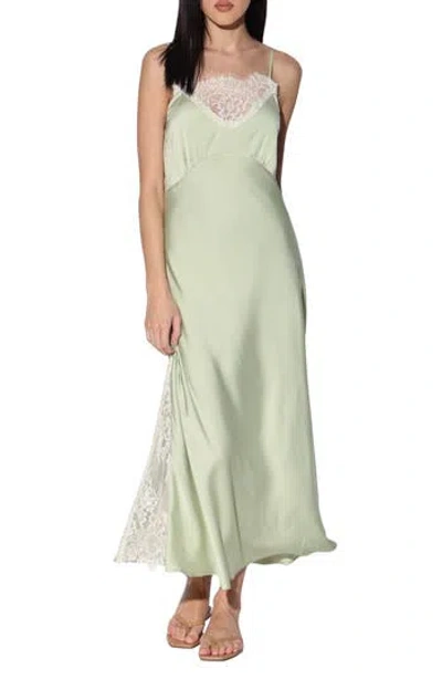 Walter Baker Cynthia Lace Trim Satin Slipdress In Kiwi