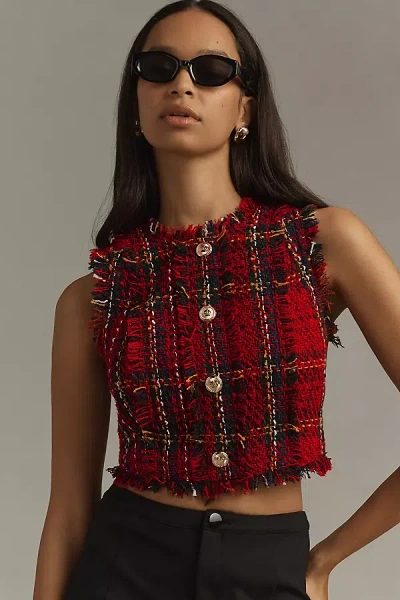 Walter Baker Dara Tweed Top In Red