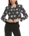 Walter Baker Davis Floral Tweed Crop Jacket In Black