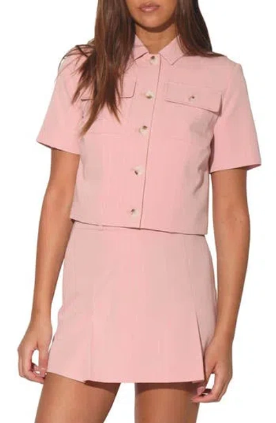 Walter Baker Deena Pinstripe Shirt Jacket In Pink Pin Stripe