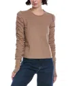 Walter Baker Dot Ruched Long Sleeve Top In Brown