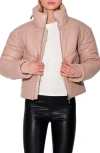Walter Baker Edwina Leather Puffer Jacket In Rose Pink