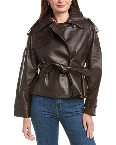 Walter Baker Eliana Leather Jacket In Brown