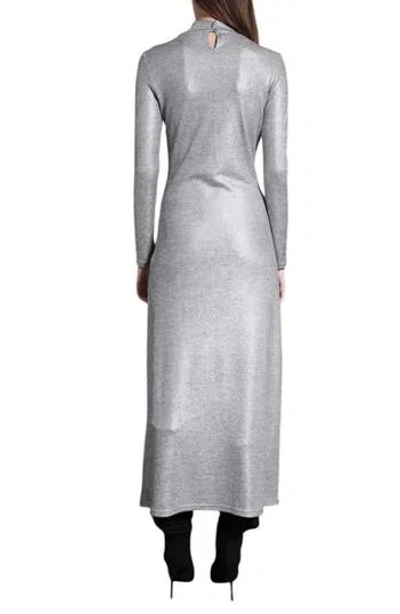 Walter Baker Ella Metallic Long Sleeve Sweater Dress In Silver