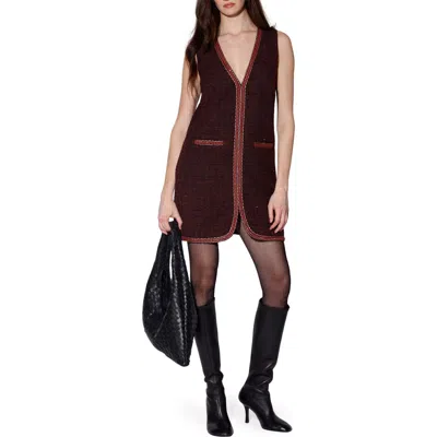 Walter Baker Evie Sleeveless Tweed Dress In Burgundy