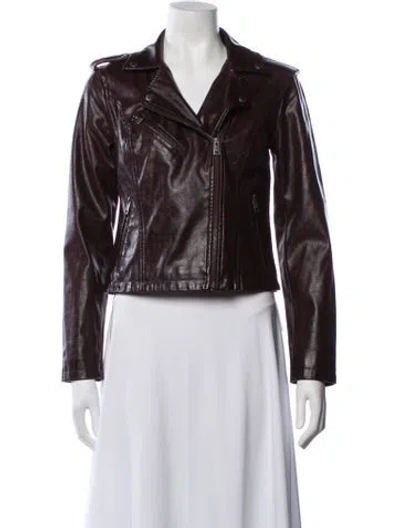 Pre-owned Walter Baker Faux Leather Biker Jacket In Burgundy