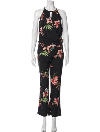 Pre-owned Walter Baker Floral Print Halterneck Jumpsuit In Black