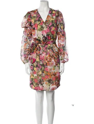 Pre-owned Walter Baker Floral Print Knee-length Dress In Black