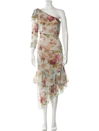 Pre-owned Walter Baker Floral Print Long Dress In Blue