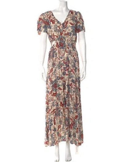 Pre-owned Walter Baker Floral Print Long Dress In Neutral
